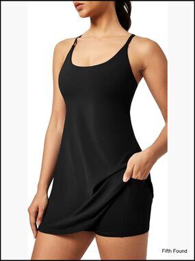 Athletic Dress with Built-in Shorts and Bra, Pockets, Sleeveless, Lightweight
